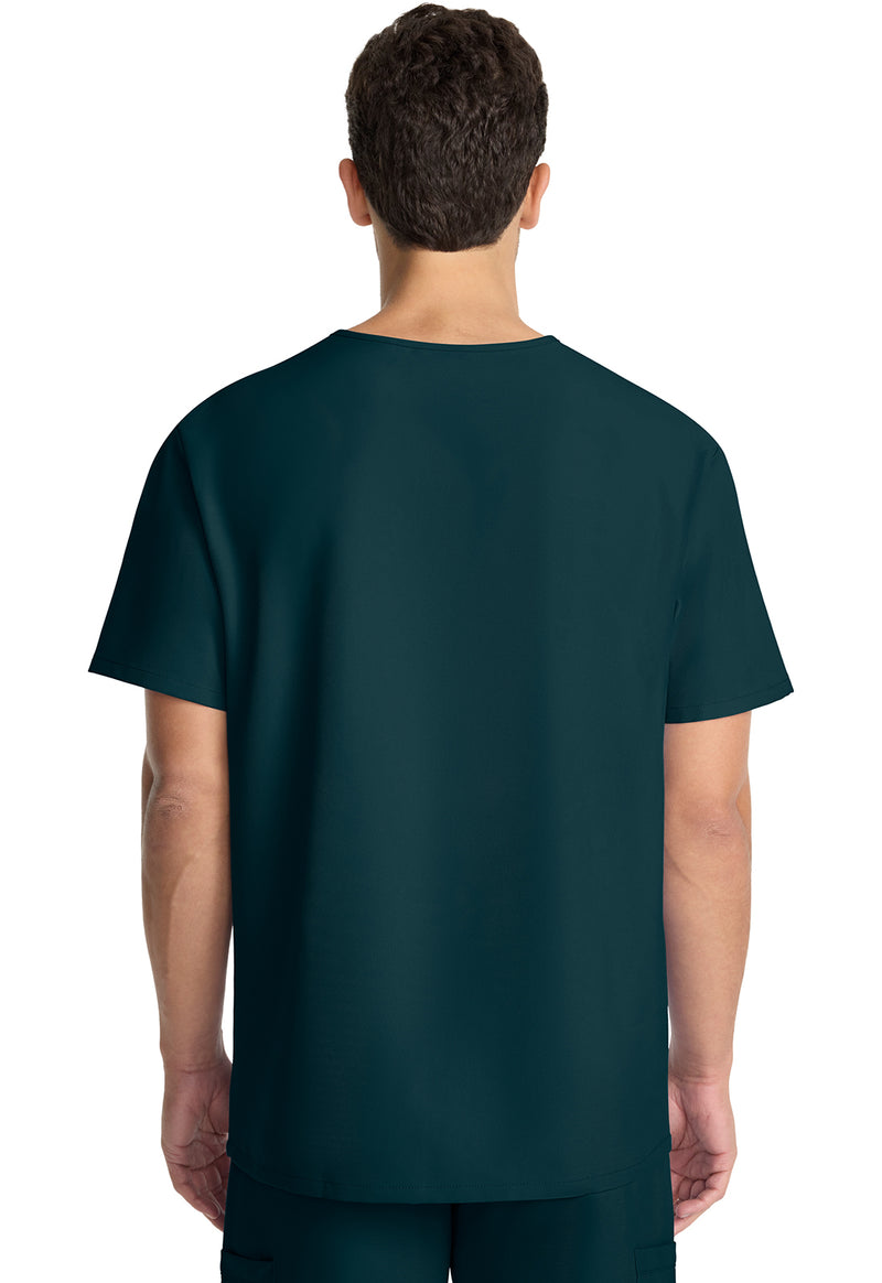 Caribbean Blue - Cherokee WW Originals Ultra Men Scrub Top - Back View
