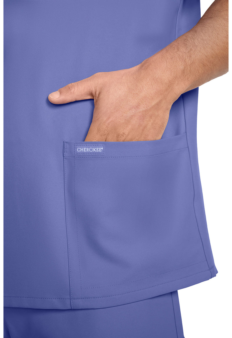 Ciel Blue - Men's 3-Pocket V-Neck Scrub Top (View 3)