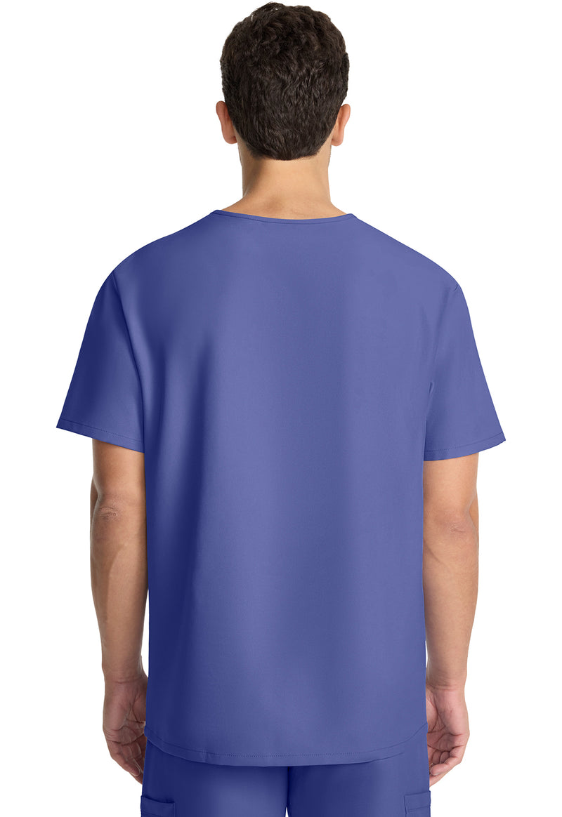 Ciel Blue - Cherokee WW Originals Ultra Men Scrub Top - Back View