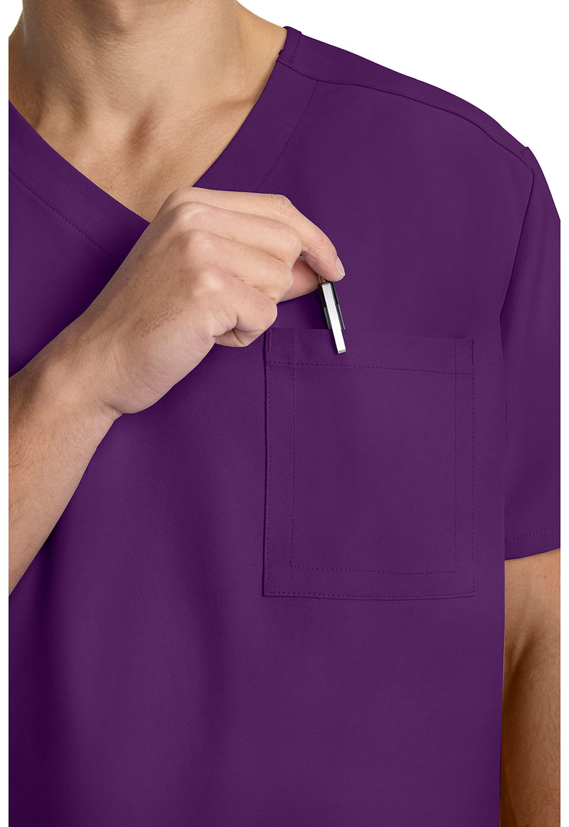 Eggplant - Men's 3-Pocket V-Neck Scrub Top (View 2)