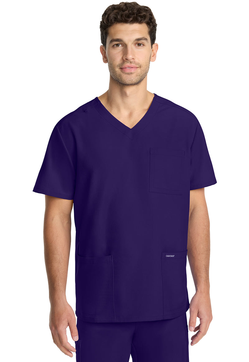 Grape - Cherokee WW Originals Ultra Men Scrub Top - Front View