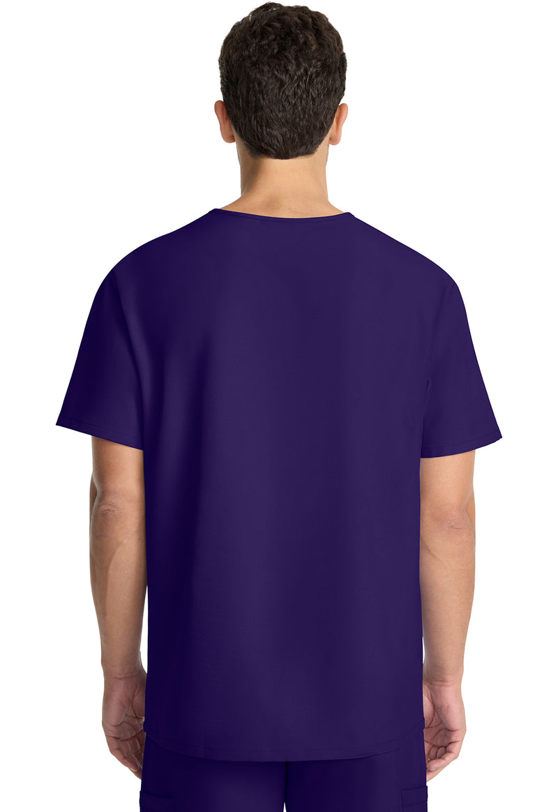 Grape - Cherokee WW Originals Ultra Men Scrub Top - Back View