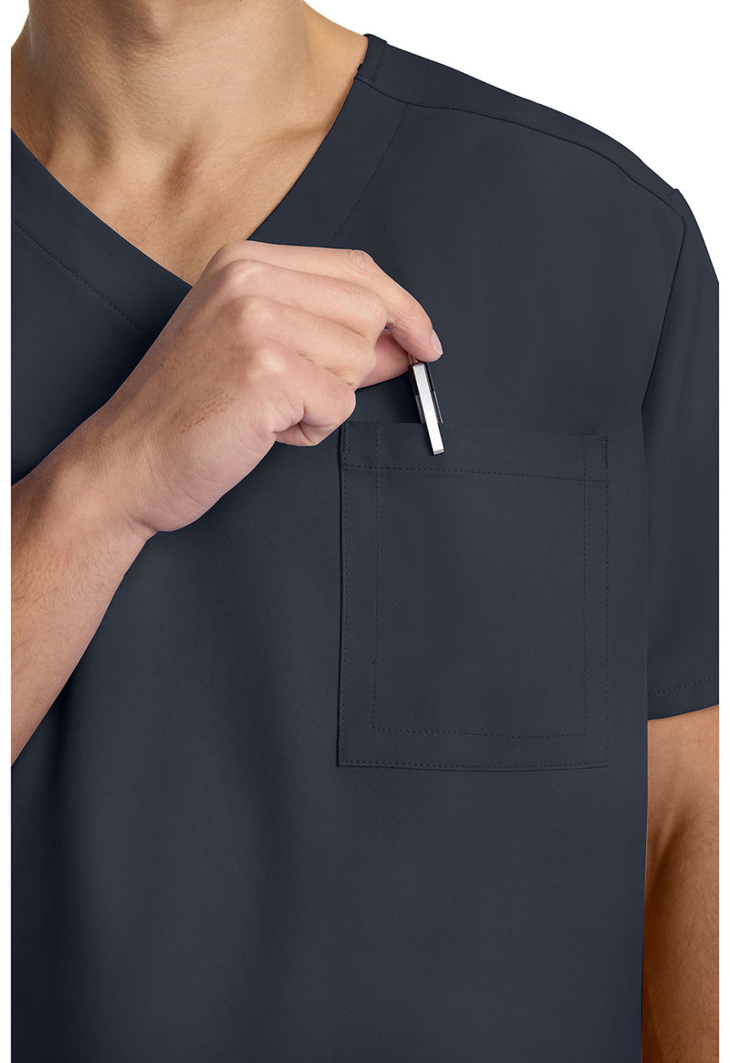 Pewter - Men's 3-Pocket V-Neck Scrub Top (View 2)