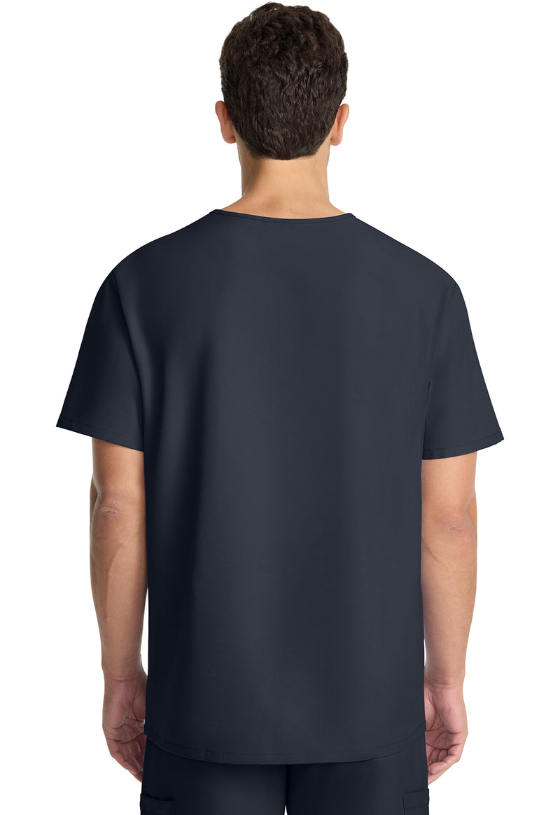 Pewter - Cherokee WW Originals Ultra Men Scrub Top - Back View