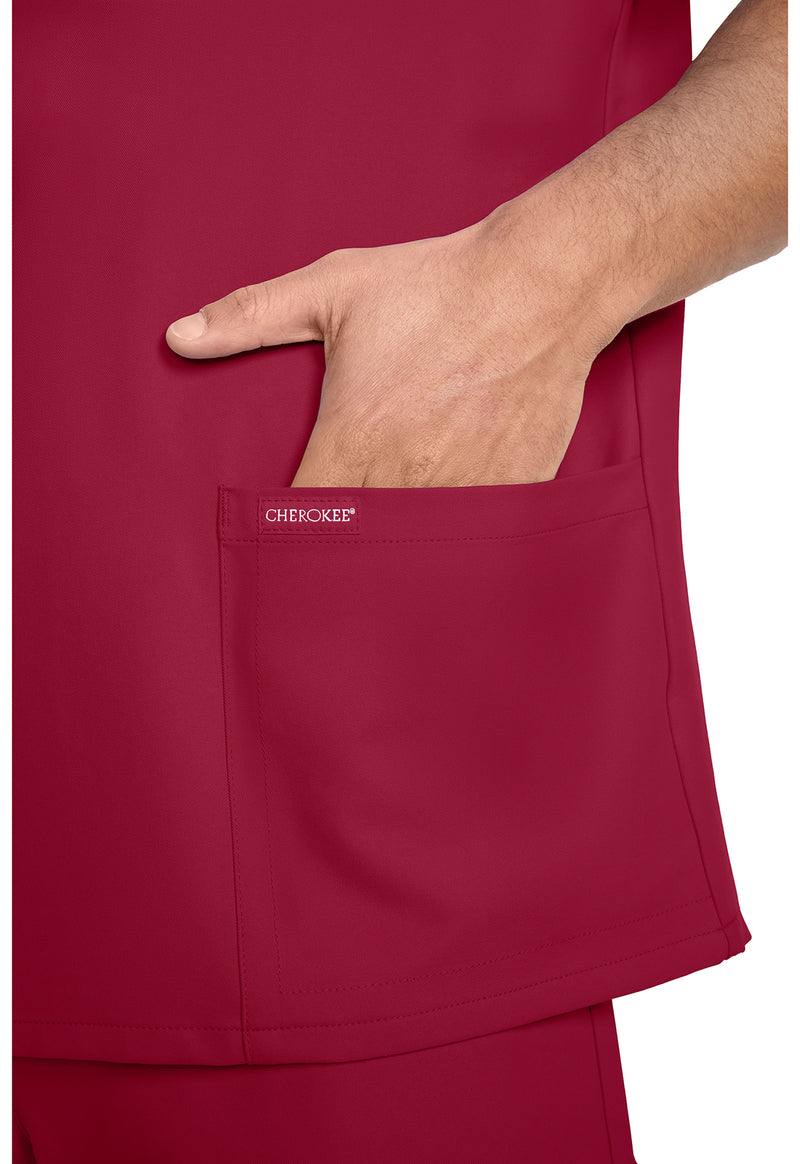 RED - Men's 3-Pocket V-Neck Scrub Top (View 3)