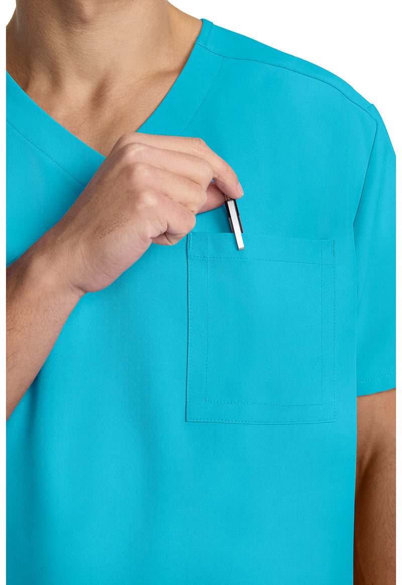 Turquoise - Men's 3-Pocket V-Neck Scrub Top (View 2)