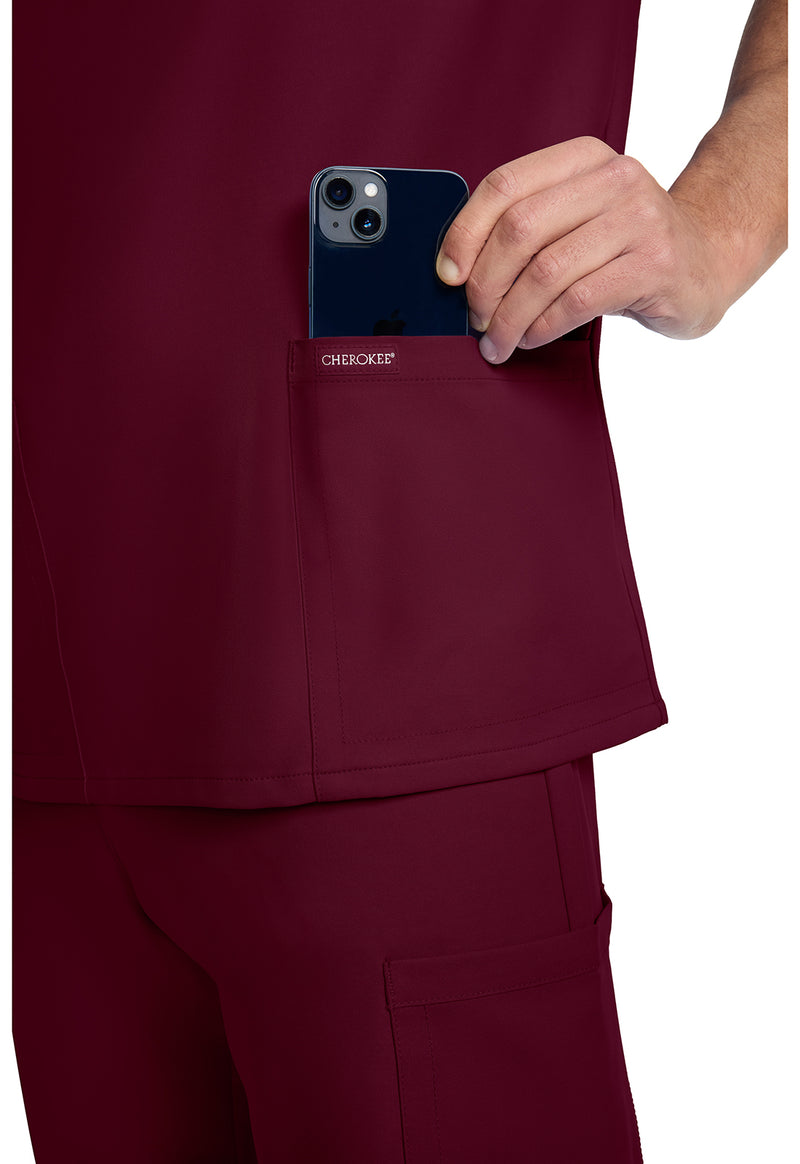 Wine - Men's 3-Pocket V-Neck Scrub Top (View 4)