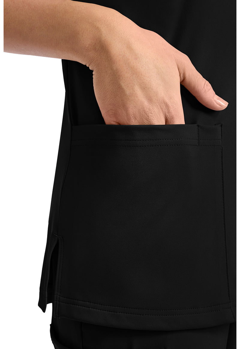 Black - Women's 2-Pocket V-Neck Scrub Top (View 3)