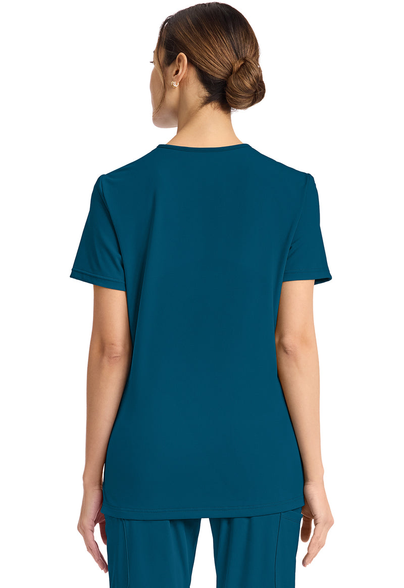Caribbean Blue - Cherokee Achieve Women Scrub Top - Back View
