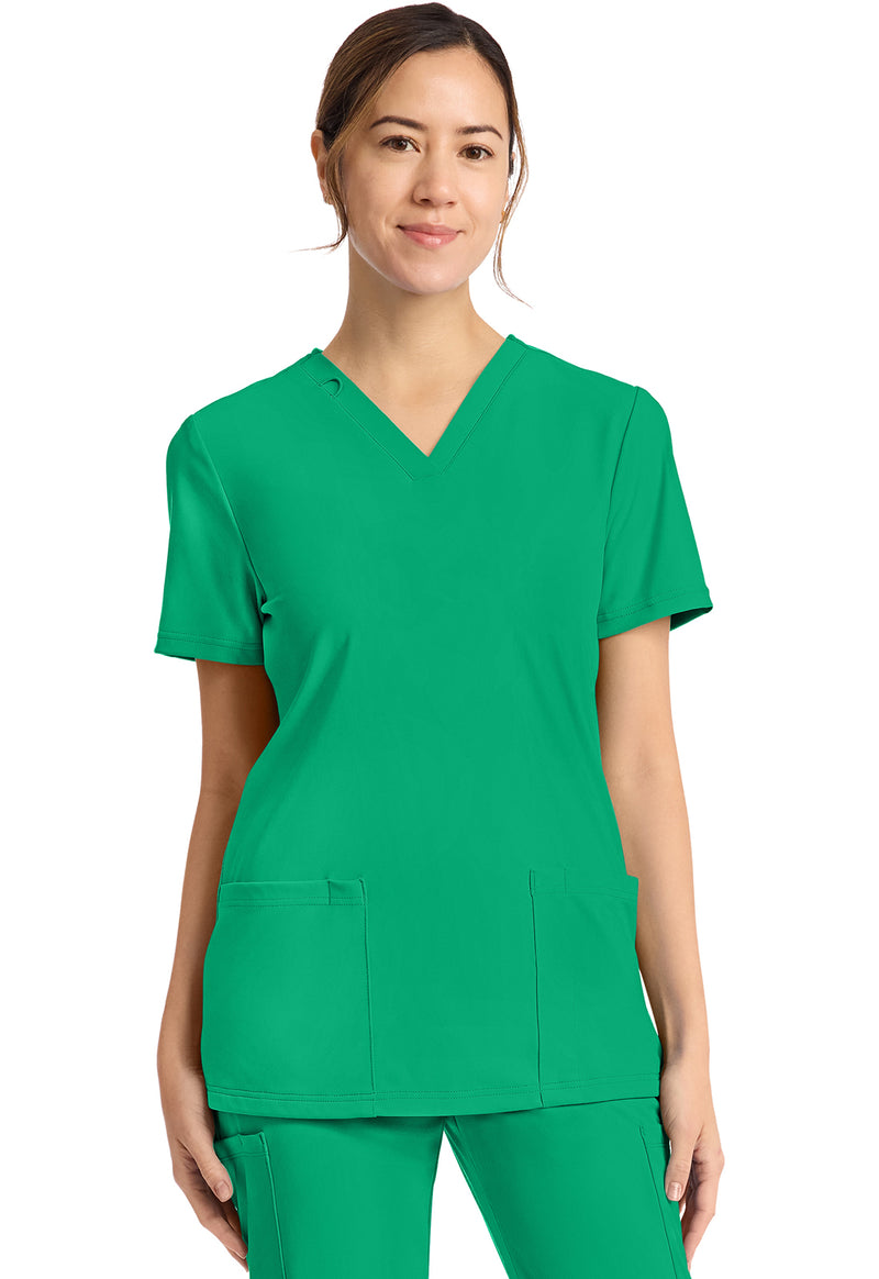 Green Apple - Cherokee Achieve Women Scrub Top - Front View