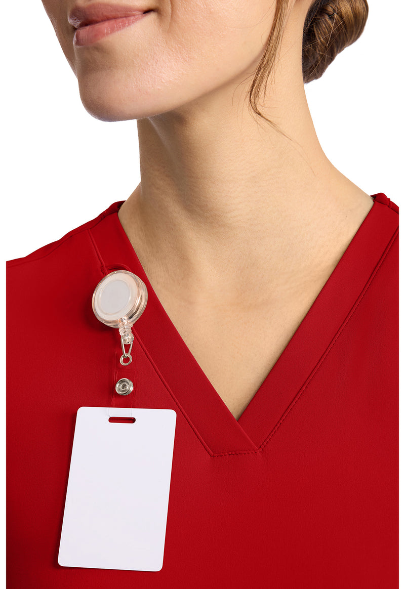 RED - Women's 2-Pocket V-Neck Scrub Top (View 2)