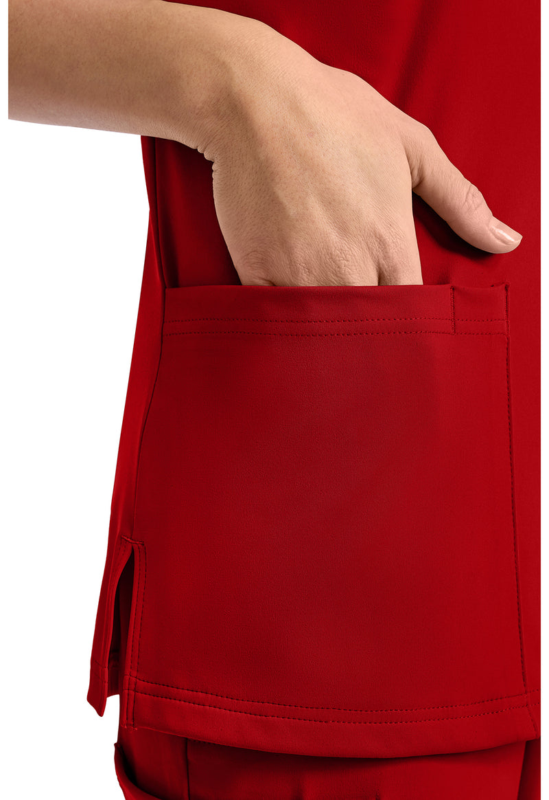 RED - Women's 2-Pocket V-Neck Scrub Top (View 3)