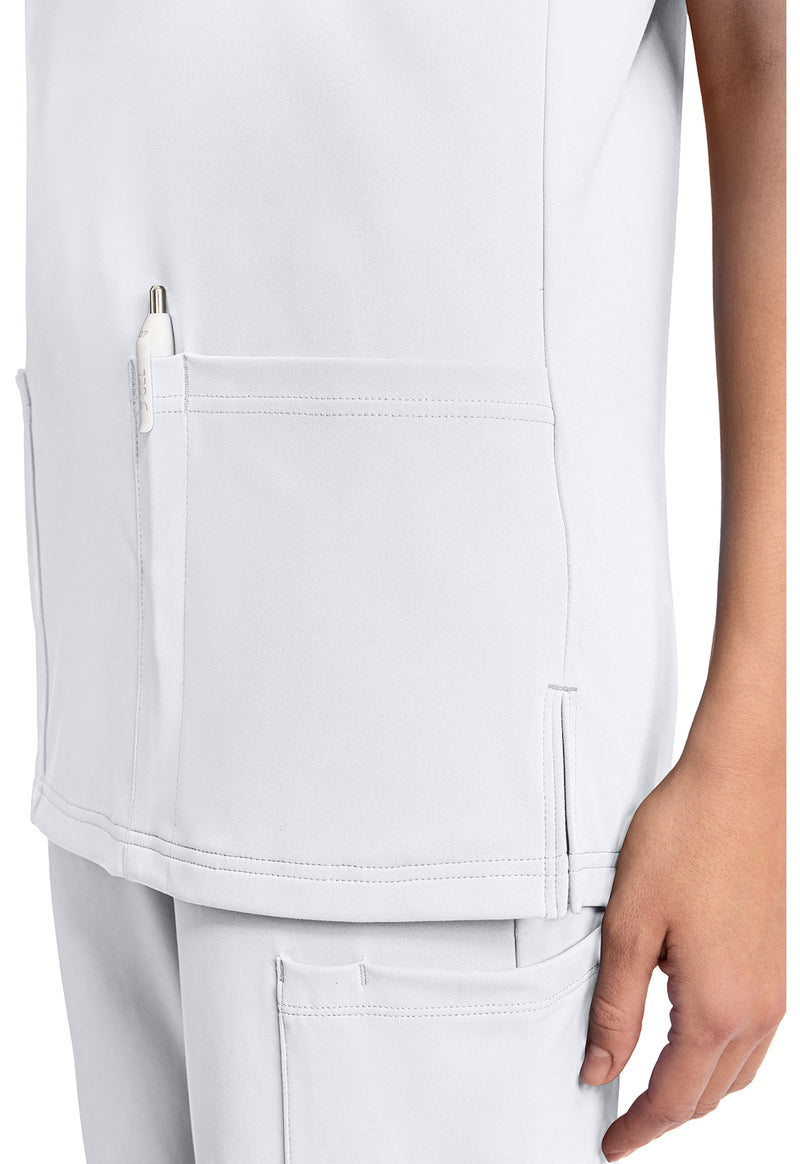 WHITE - Women's 2-Pocket V-Neck Scrub Top (View 4)