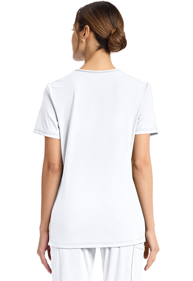 WHITE - Cherokee Achieve Women Scrub Top - Back View