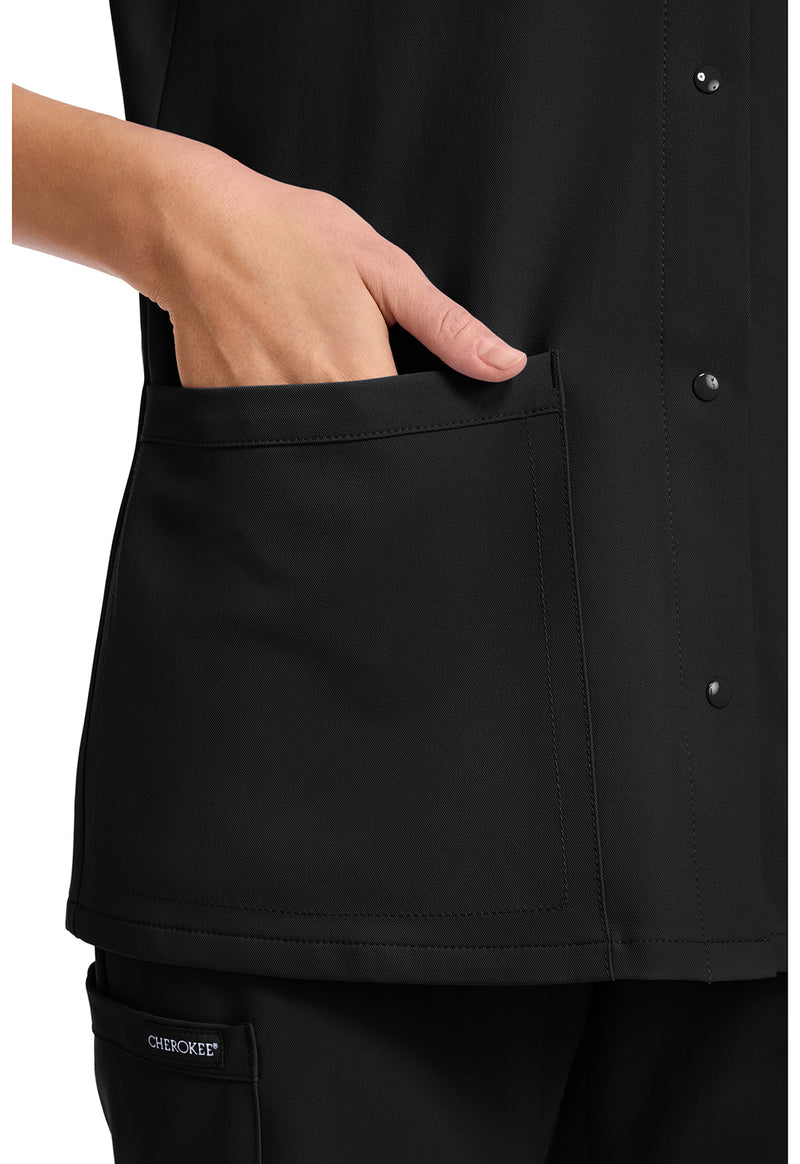Black - Women's 2-Pocket Snap-Front Scrub Top (View 3)