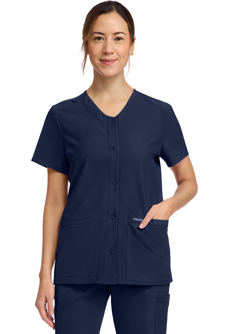 Navy - Cherokee WW Originals Ultra Women Scrub Top - Front View
