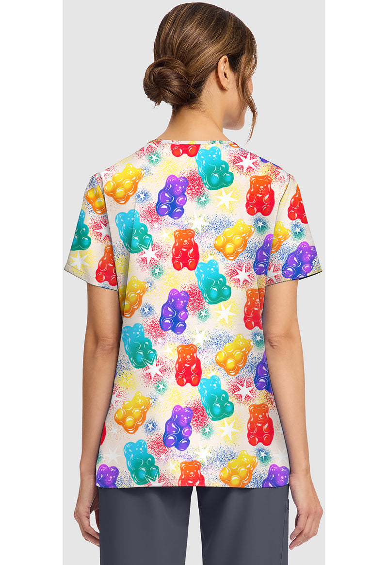BEARY RAINBOW - Women's Print V-Neck Top (Back)