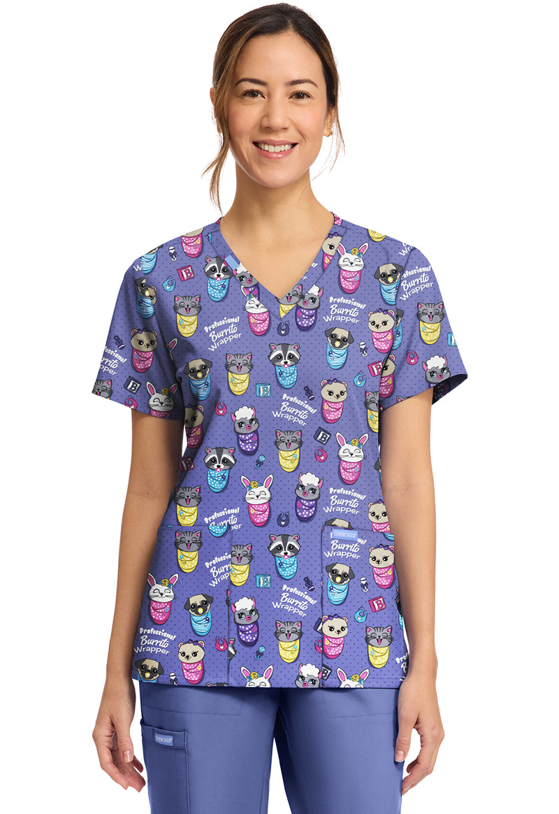 Baby Burritos - Women's Print V-Neck Top