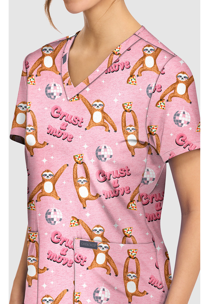 CRUST A MOVE - Women's Print V-Neck Top (View 2)