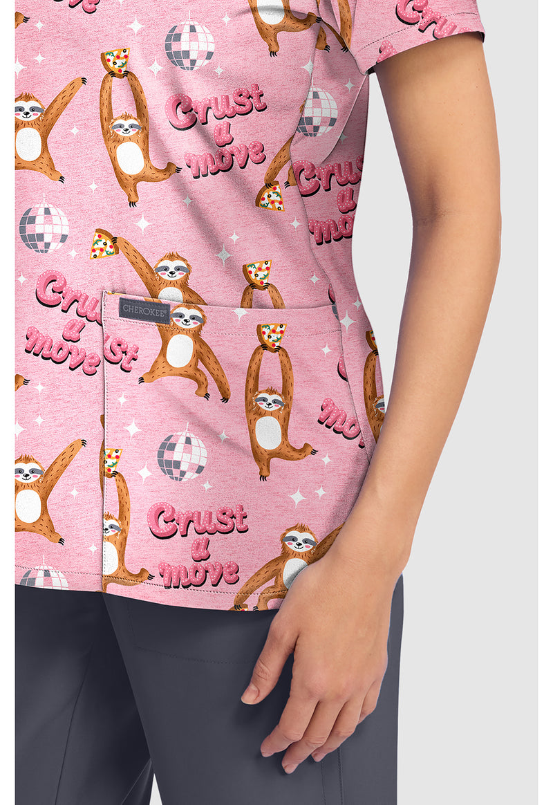 CRUST A MOVE - Women's Print V-Neck Top (View 4)