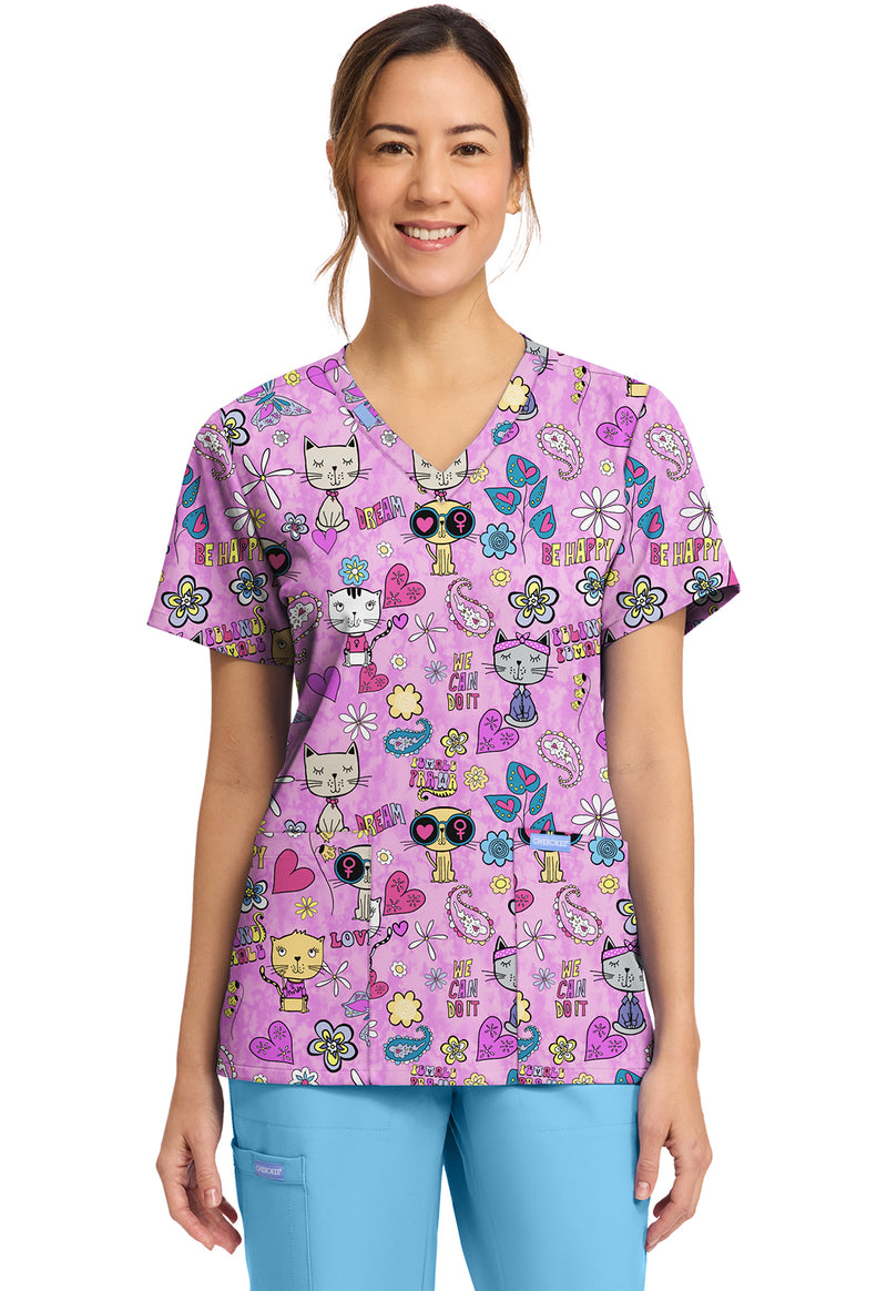 Feline Female - Women's Print V-Neck Top