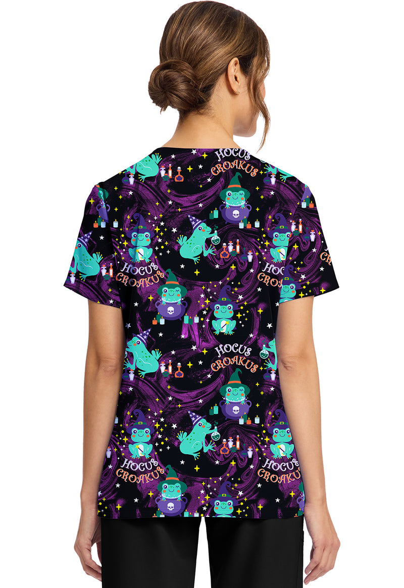 HOCUS CROAKUS - Women's Print V-Neck Top (Back)