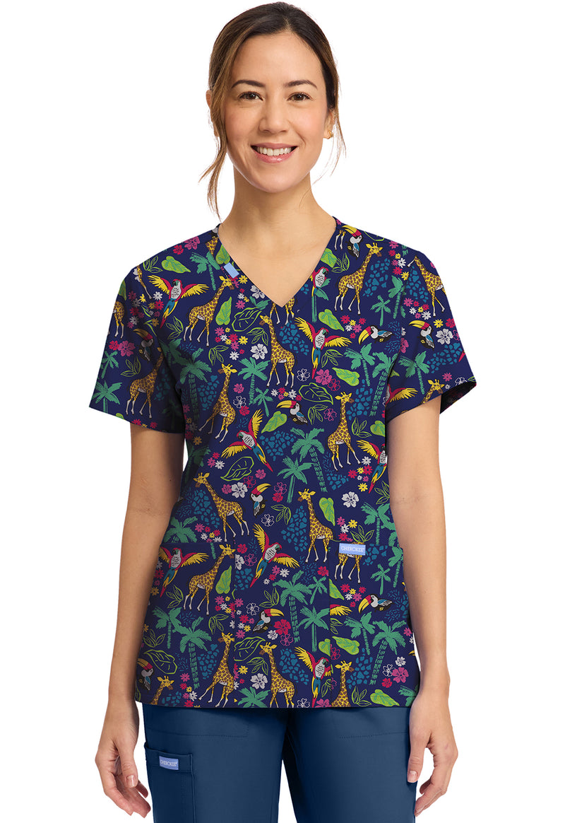 JUNGLE JIVE - Women's Print V-Neck Top