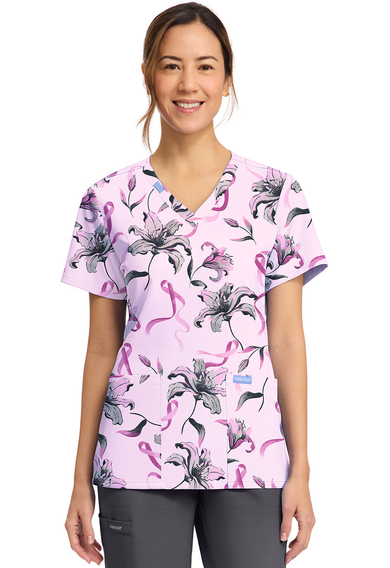 LOVING LILIES - Women's Print V-Neck Top