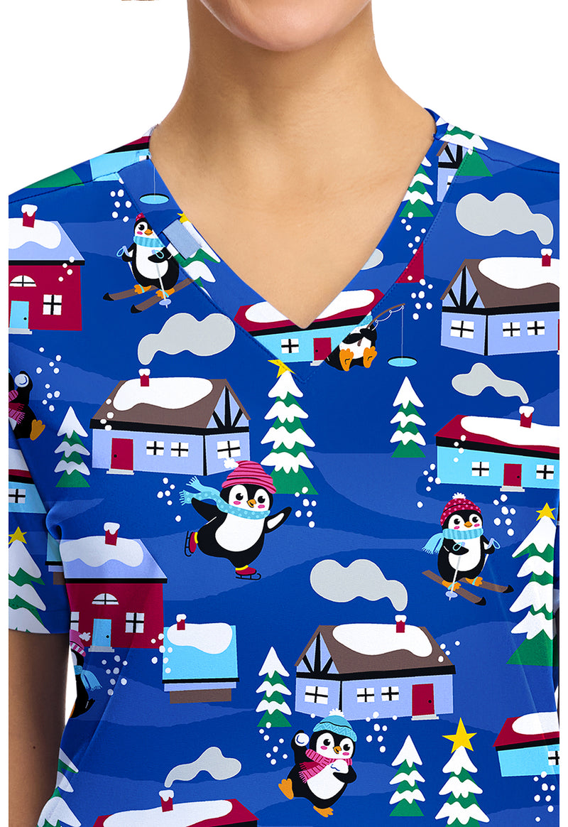 PENGUINS PLAYING - Women's Print V-Neck Top (View 2)