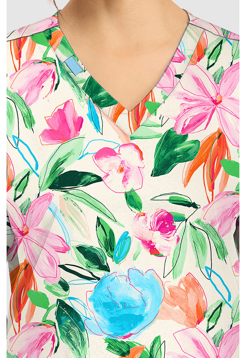 Painterly Floral - Women's Print V-Neck Top (View 2)