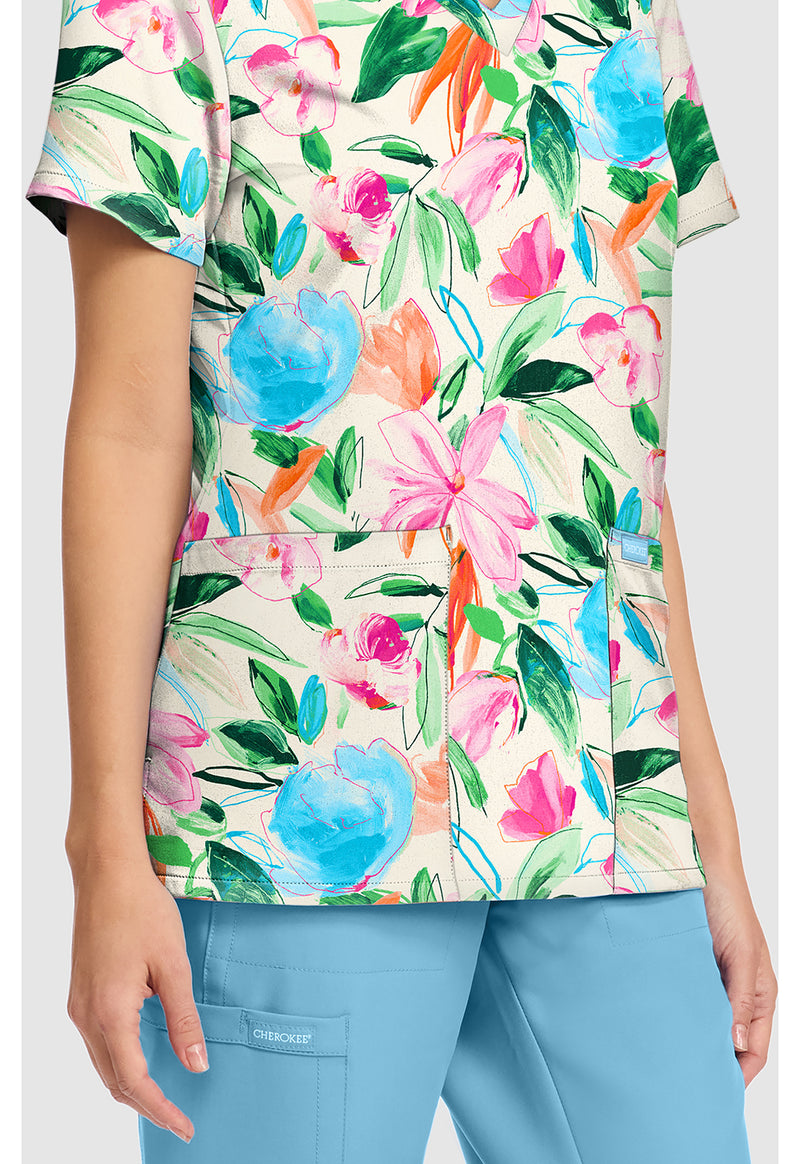 Painterly Floral - Women's Print V-Neck Top (View 4)