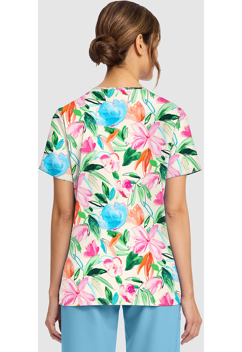 Painterly Floral - Women's Print V-Neck Top (Back)