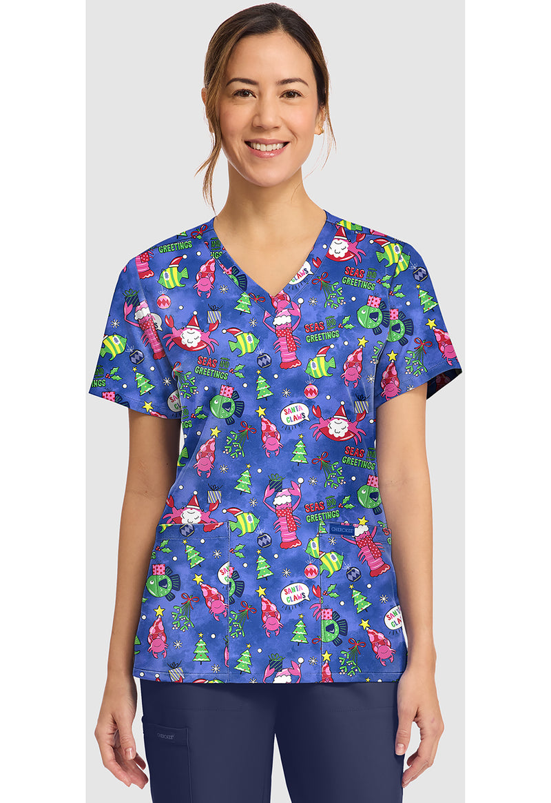 SANTA CLAWS - Women's Print V-Neck Top