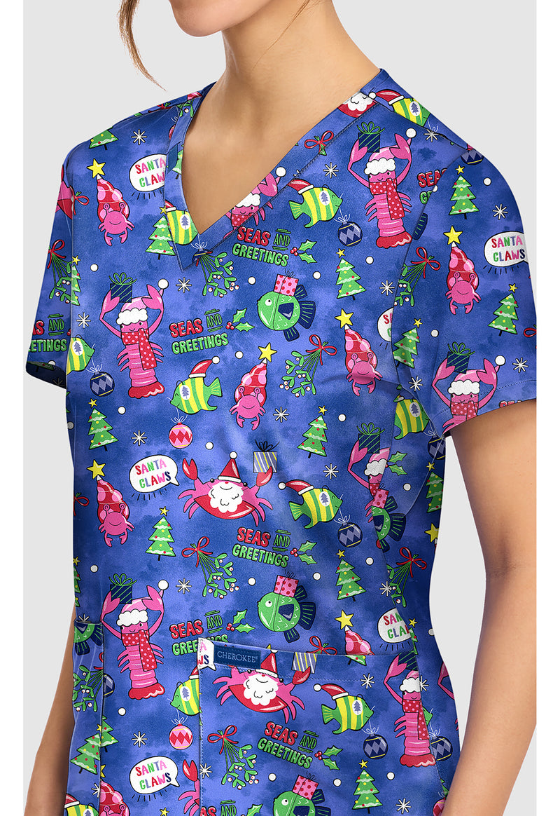 SANTA CLAWS - Women's Print V-Neck Top (View 2)