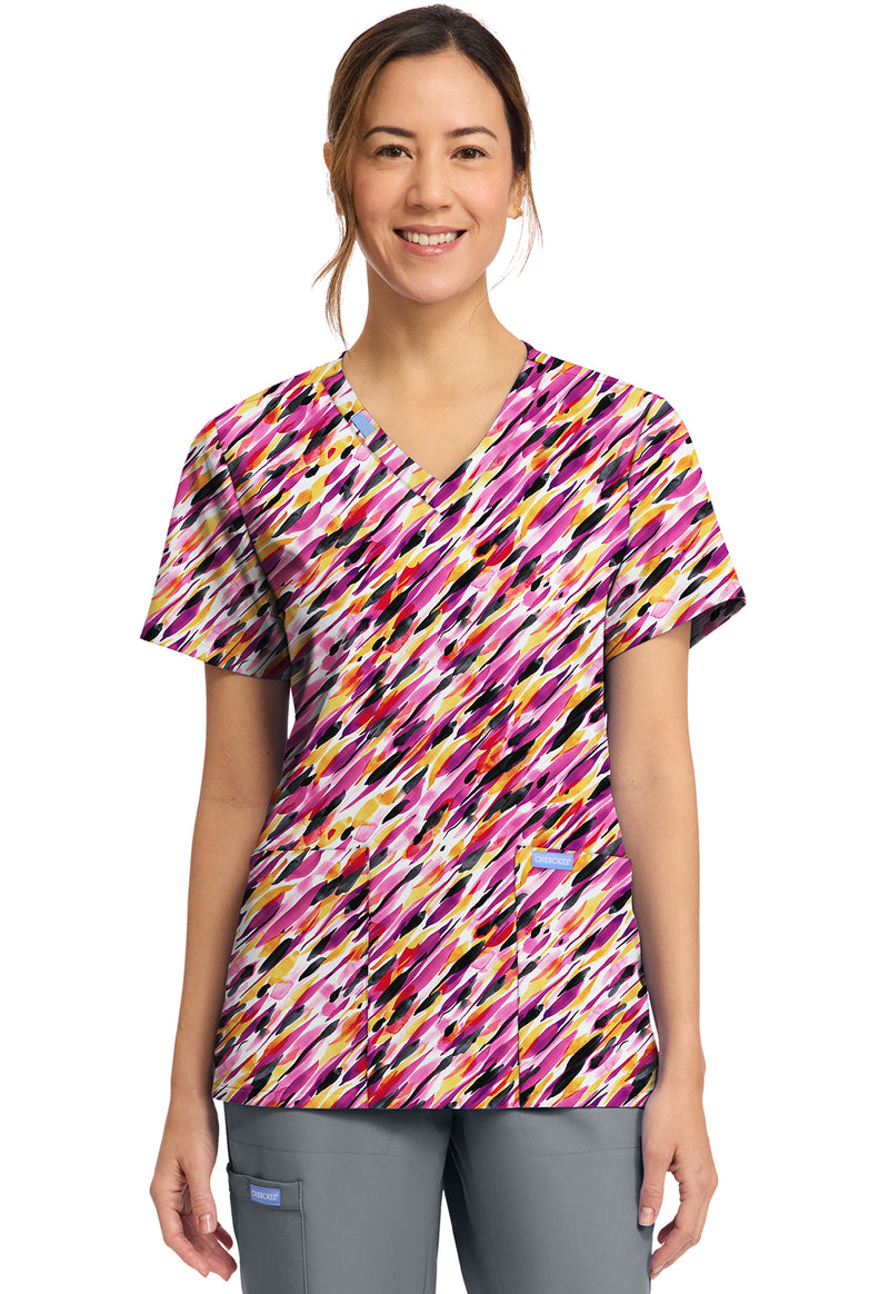 Watercolor Marks - Women's Print V-Neck Top