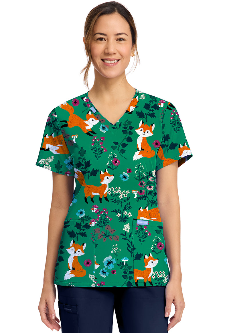 WILD FOX - Women's Print V-Neck Top