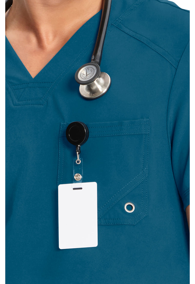 Caribbean Blue - Men's V-Neck Scrub Top (View 3)