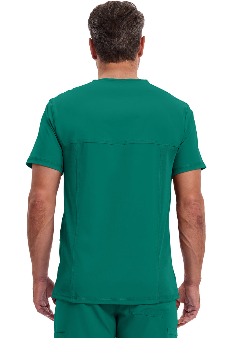 Hunter Green - Cherokee IN Infinity Men Scrub Top - Back View