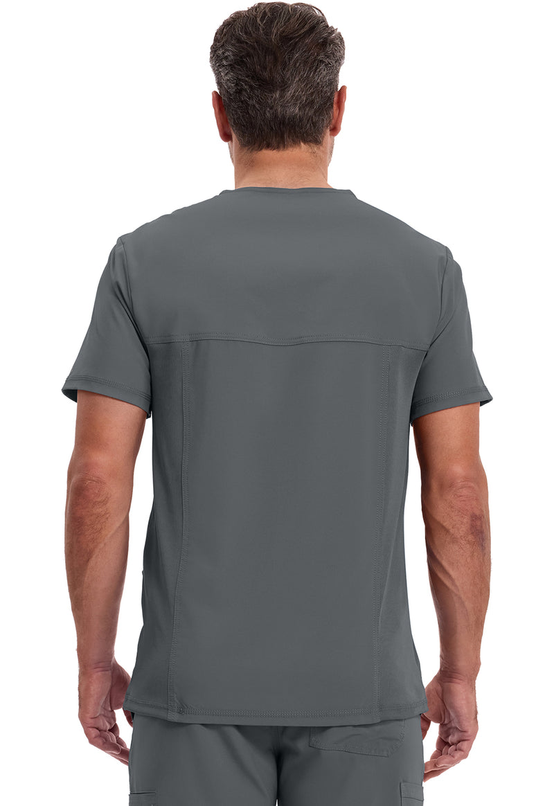 Pewter - Cherokee IN Infinity Men Scrub Top - Back View