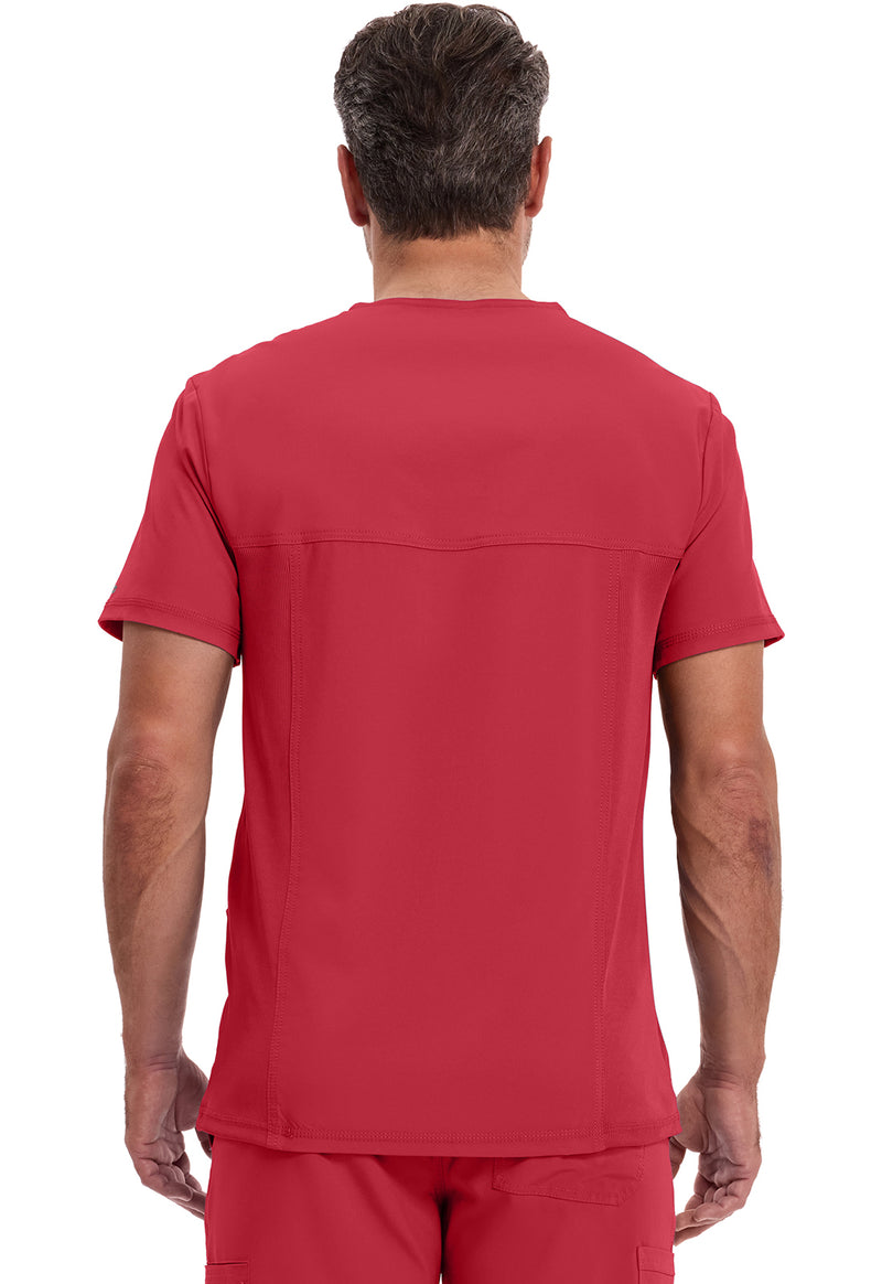 Red - Cherokee IN Infinity Men Scrub Top - Back View