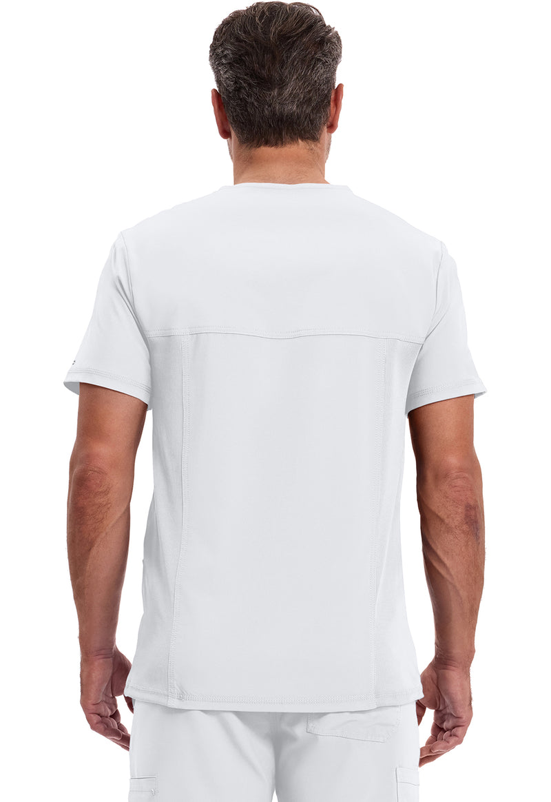 White - Cherokee IN Infinity Men Scrub Top - Back View