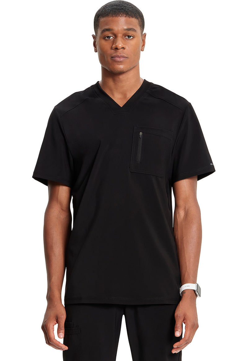 Black - Cherokee IN Infinity Men Scrub Top - Front View