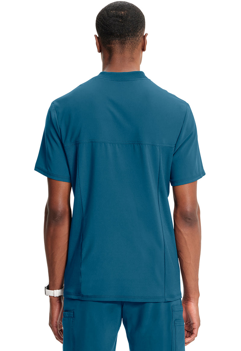 Caribbean Blue - Cherokee IN Infinity Men Scrub Top - Back View