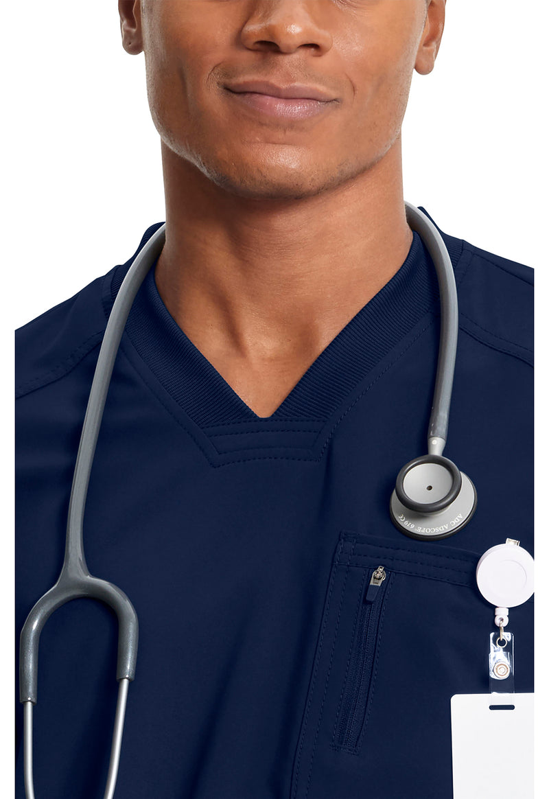 Navy - Men's Tuckable V-Neck Scrub Top (View 2)