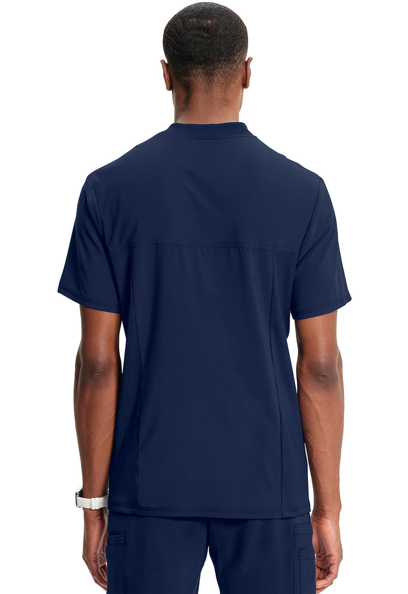 Navy - Cherokee IN Infinity Men Scrub Top - Back View