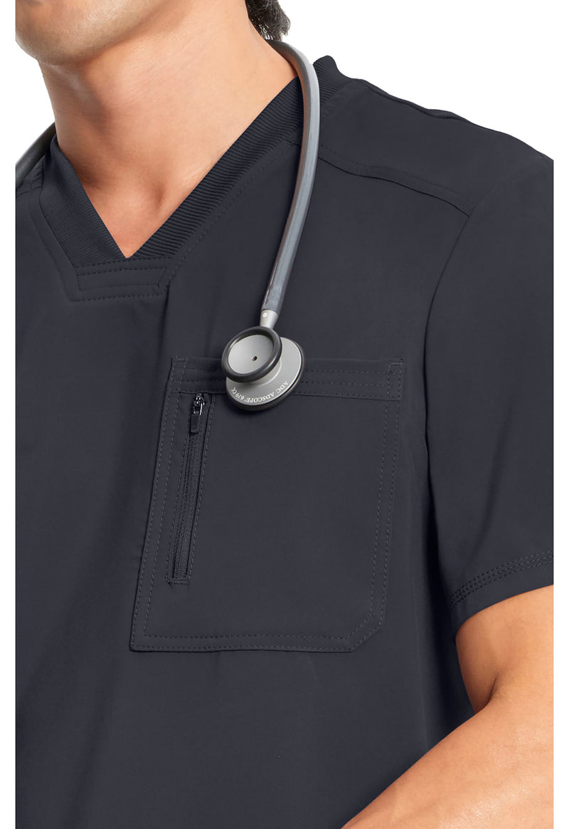 Pewter - Men's Tuckable V-Neck Scrub Top (View 2)