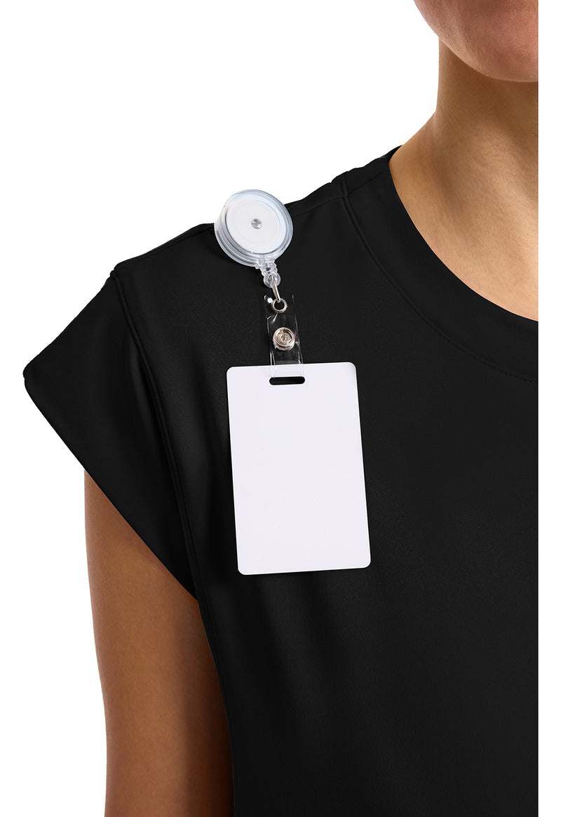 Black - Women's 1-Pocket Crew Neck Scrub Top (View 2)