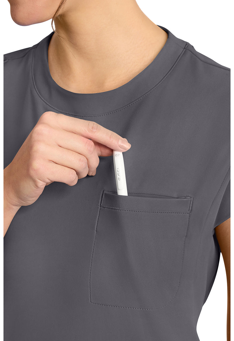 Pewter - Women's 1-Pocket Crew Neck Scrub Top (View 3)