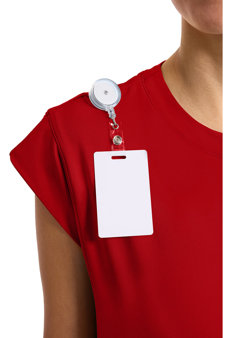 RED - Women's 1-Pocket Crew Neck Scrub Top (View 2)