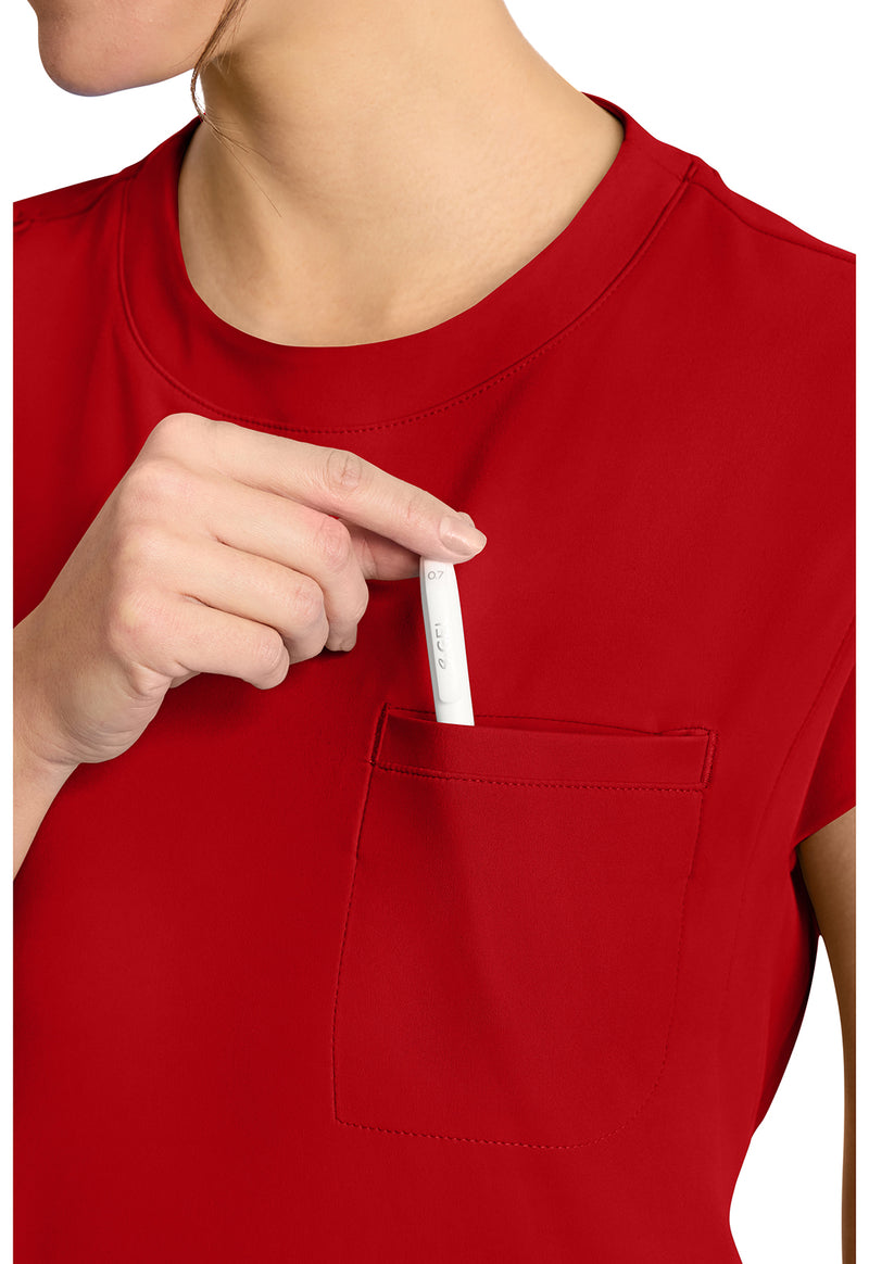 red - Women's 1-Pocket Crew Neck Top (View 3)